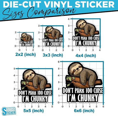 (3Pcs) Don't Park Too Close I'm Chunky Sloth Stickers 4" Cute Funny Sloth Driving Driver Cars Waterproof Vinyl Die-Cut Sticker for Car Mirror Window Bumper Truck Laptop Decals Birthday Gifts 4 Inches in Kuwait