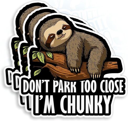 (3Pcs) Don't Park Too Close I'm Chunky Sloth Stickers 4" Cute Funny Sloth Driving Driver Cars Waterproof Vinyl Die-Cut Sticker for Car Mirror Window Bumper Truck Laptop Decals Birthday Gifts 4 Inches in Kuwait