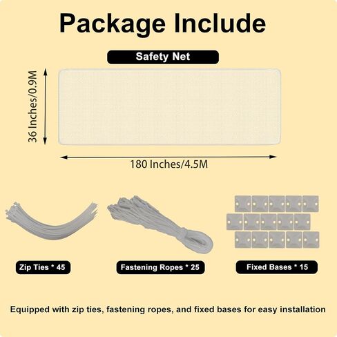 Balcony Safety Net for Kids Banister Guard-6.5ft X 3ft Thick Pet Balcony Guard Balcony Netting for Pets Rail Net for Balcony Apartment Cat Netting Safety Netting for Railings Stair Guard White in Saudi Arabia