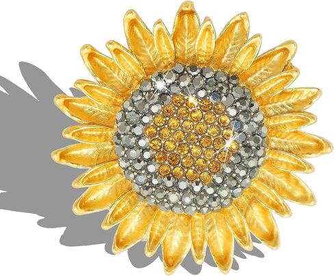 Sunflower Brooch Pins for Women Crystal Rhinestones Retro Handmade Jewelry Elegant Sun Flower Brooches Pins in Kuwait