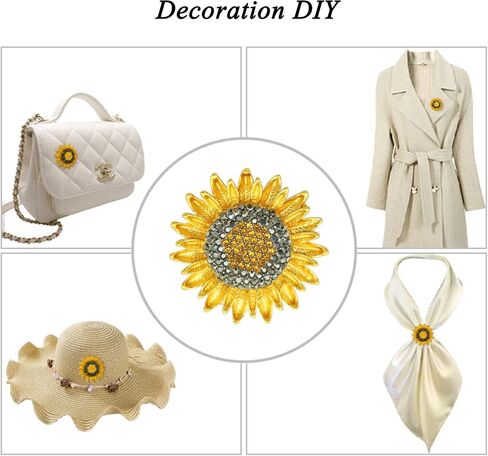 Sunflower Brooch Pins for Women Crystal Rhinestones Retro Handmade Jewelry Elegant Sun Flower Brooches Pins in Kuwait