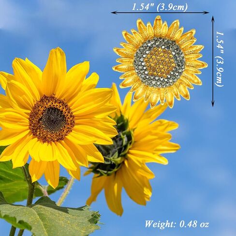Sunflower Brooch Pins for Women Crystal Rhinestones Retro Handmade Jewelry Elegant Sun Flower Brooches Pins in Kuwait