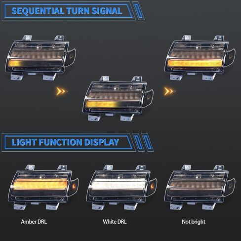 Archaic Smoked LED Turn Signal Lights with DRL & Side Marker Lights for Jeep Wrangler JL Sport S, Sahara, Rubicon, High Altitude 2018-2025,with Animation DRL and Sequential Turn signal in Kuwait