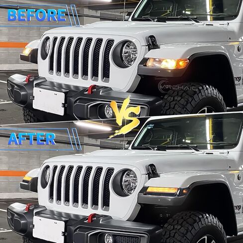 Archaic Smoked LED Turn Signal Lights with DRL & Side Marker Lights for Jeep Wrangler JL Sport S, Sahara, Rubicon, High Altitude 2018-2025,with Animation DRL and Sequential Turn signal in Kuwait