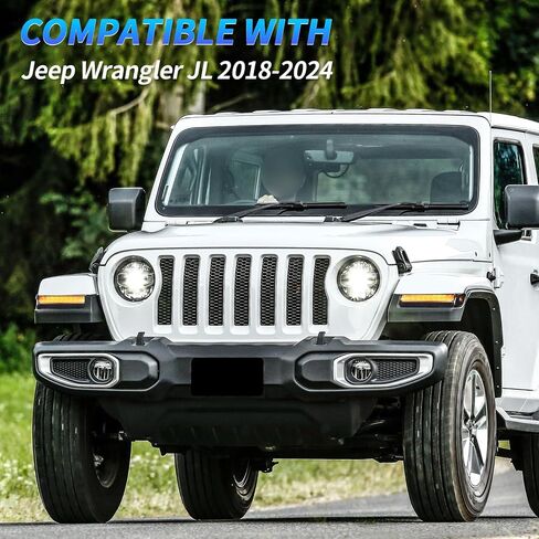 Archaic Smoked LED Turn Signal Lights with DRL & Side Marker Lights for Jeep Wrangler JL Sport S, Sahara, Rubicon, High Altitude 2018-2025,with Animation DRL and Sequential Turn signal in Kuwait