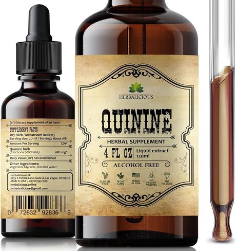Quinine Liquid Extract 4oz - Cinchona Officinalis Bark Herbal Supplement for Leg Cramping Relief, Cramp Defense and Overall Digestive Health - All-Natural Quinine, Boosting Immune System… in Kuwait