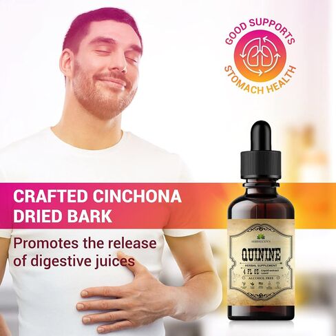 Quinine Liquid Extract 4oz - Cinchona Officinalis Bark Herbal Supplement for Leg Cramping Relief, Cramp Defense and Overall Digestive Health - All-Natural Quinine, Boosting Immune System… in Kuwait