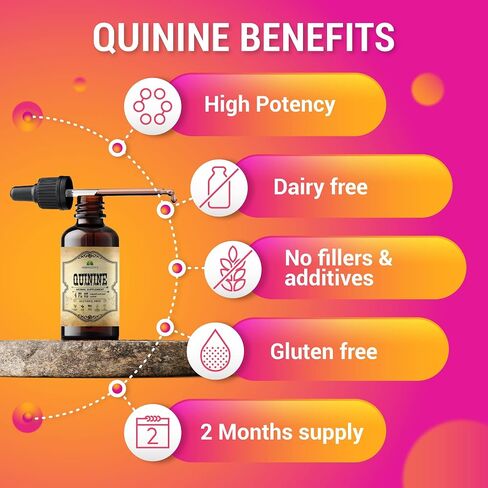 Quinine Liquid Extract 4oz - Cinchona Officinalis Bark Herbal Supplement for Leg Cramping Relief, Cramp Defense and Overall Digestive Health - All-Natural Quinine, Boosting Immune System… in Kuwait
