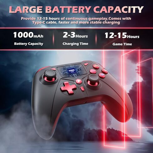 Gamrombo LED Light Up Wireless Controller Replacement for PS4 Controller Compatible with PS4/PS4 Slim/PS4 Pro/Windows PC,Built-in 1000mAh Battery, 3.5mm Audio Jack and Programming/Turbo Function in Saudi Arabia