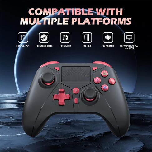 Gamrombo LED Light Up Wireless Controller Replacement for PS4 Controller Compatible with PS4/PS4 Slim/PS4 Pro/Windows PC,Built-in 1000mAh Battery, 3.5mm Audio Jack and Programming/Turbo Function in Saudi Arabia