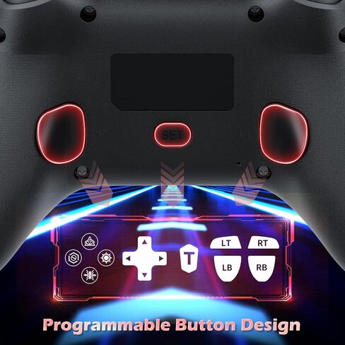 Gamrombo LED Light Up Wireless Controller Replacement for PS4 Controller Compatible with PS4/PS4 Slim/PS4 Pro/Windows PC,Built-in 1000mAh Battery, 3.5mm Audio Jack and Programming/Turbo Function in Saudi Arabia