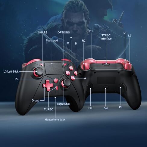 Gamrombo LED Light Up Wireless Controller Replacement for PS4 Controller Compatible with PS4/PS4 Slim/PS4 Pro/Windows PC,Built-in 1000mAh Battery, 3.5mm Audio Jack and Programming/Turbo Function in Saudi Arabia