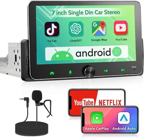 ستيريو سيارة مزدوج الدين: راديو سيارة مزدوج الدين مقاس 7 بوصات متوافق مع Apple Carplay اللاسلكي وAndroid Auto - مشغل استقبال صوت السيارة بشاشة تعمل باللمس مزدوج مع كاميرا احتياطية 1080 بكسل، الملاحة in Kuwait