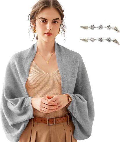 Cashmere Wrap Sweater for Women Warm Shawl Blanket Scarf with Sleeves Open Front Poncho Pashmina Shall with Two Shawl Clips in Saudi Arabia