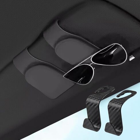 Sunglass Holder for Car 2 Packs, Car Accessories Magnetic Leather Glasses Holder, Sunglass Organizer for car Visor Clip,Car Essentials for New car (Black) in Saudi Arabia