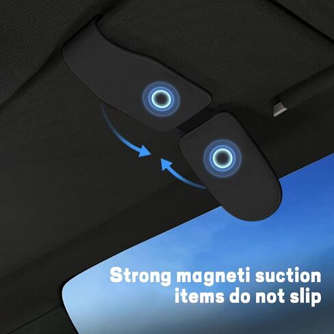 Sunglass Holder for Car 2 Packs, Car Accessories Magnetic Leather Glasses Holder, Sunglass Organizer for car Visor Clip,Car Essentials for New car (Black) in Saudi Arabia