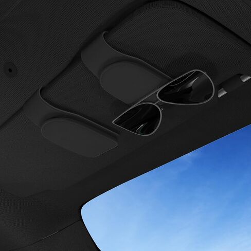 Sunglass Holder for Car 2 Packs, Car Accessories Magnetic Leather Glasses Holder, Sunglass Organizer for car Visor Clip,Car Essentials for New car (Black) in Saudi Arabia