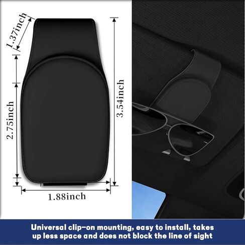Sunglass Holder for Car 2 Packs, Car Accessories Magnetic Leather Glasses Holder, Sunglass Organizer for car Visor Clip,Car Essentials for New car (Black) in Saudi Arabia