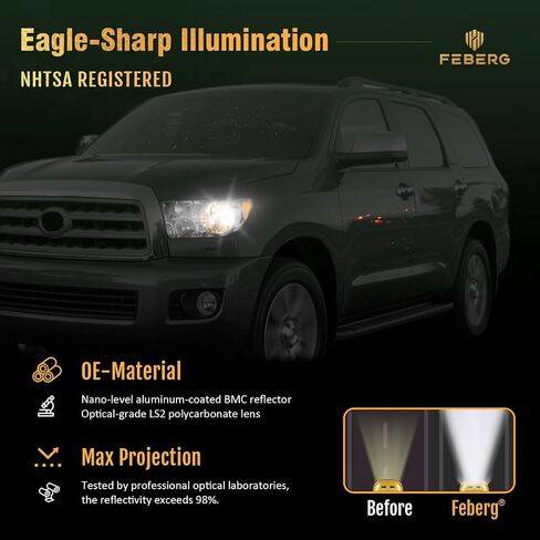[OE Style Anti-Yellowing for 2007-2013 Tundra Headlights Assembly for 2008-2017 Sequoia Headlight Replacement Chrome Housing Amber Reflector, NOT for Models with Auto Light Adjuster in Saudi Arabia
