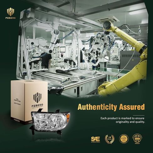 [OE Style Anti-Yellowing for 2007-2013 Tundra Headlights Assembly for 2008-2017 Sequoia Headlight Replacement Chrome Housing Amber Reflector, NOT for Models with Auto Light Adjuster in Saudi Arabia