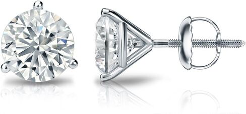 1/6 to 2 Carat Diamond Classic Round Stud Earrings for Women in Platinum (I1-I2, cttw) 3-Prong Martini Setting Screw Back Studs by Diamond Wish in Kuwait