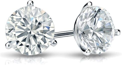 1/6 to 2 Carat Diamond Classic Round Stud Earrings for Women in Platinum (I1-I2, cttw) 3-Prong Martini Setting Screw Back Studs by Diamond Wish in Kuwait