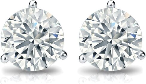 1/6 to 2 Carat Diamond Classic Round Stud Earrings for Women in Platinum (I1-I2, cttw) 3-Prong Martini Setting Screw Back Studs by Diamond Wish in Kuwait