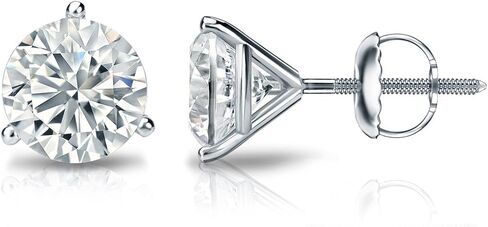 1/6 to 2 Carat Diamond Classic Round Stud Earrings for Women in Platinum (I1-I2, cttw) 3-Prong Martini Setting Screw Back Studs by Diamond Wish in Kuwait
