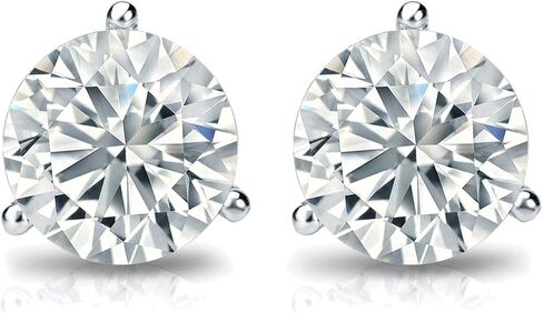 1/6 to 2 Carat Diamond Classic Round Stud Earrings for Women in Platinum (I1-I2, cttw) 3-Prong Martini Setting Screw Back Studs by Diamond Wish in Kuwait