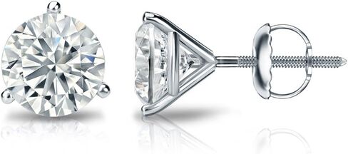 1/6 to 2 Carat Diamond Classic Round Stud Earrings for Women in Platinum (I1-I2, cttw) 3-Prong Martini Setting Screw Back Studs by Diamond Wish in Kuwait