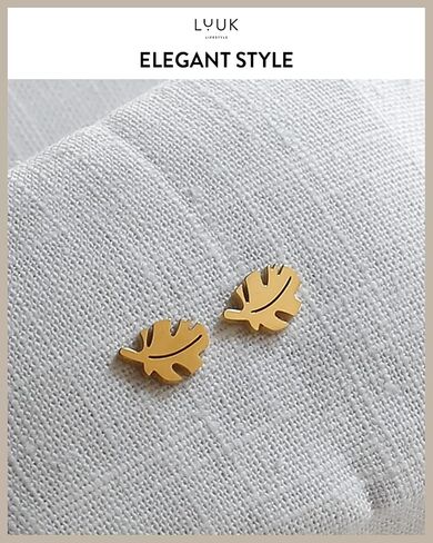 LUUK LIFESTYLE Stainless Steel Earrings, beautiful packaging, jewelry box, gift idea, summer fashion, daily wear, resistant and waterproof, minimalist design, gold, silver, rosegold in Saudi Arabia