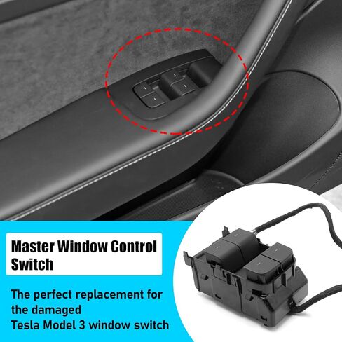 Jaronx Compatible with Tesla Model 3/Y Window Switch 2021 2022, Driver Side Master Window Switch for Model 3 Model Y, Replace for 1081037-02-G Left Front Side Power Window Switch (Matte Black) in Saudi Arabia