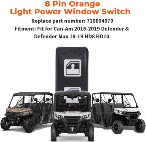Left Hand Driver Power Window Switch for Can-Am 2016-2020 Defender & Defender Max 18-20 HD8 HD10 Left Hand Power Window Switch 8 Pin Lift Switch Replaces 710004979, 705800048 (3 Pack) in Kuwait