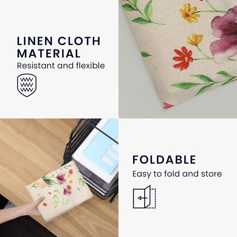 kwmobile Linen Printer Cover Compatible with Epson EcoTank ET-2850 / EcoTank ET-2856 Case - Watercolor Flowers Dusty Pink/Violet/Yellow in Saudi Arabia