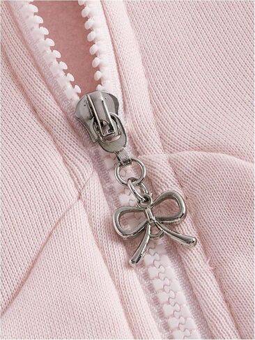 سويت شيرت نسائي من MakeMeChic مزين بالدانتيل مزين بالزهور وأكمام طويلة وسحاب in Saudi Arabia