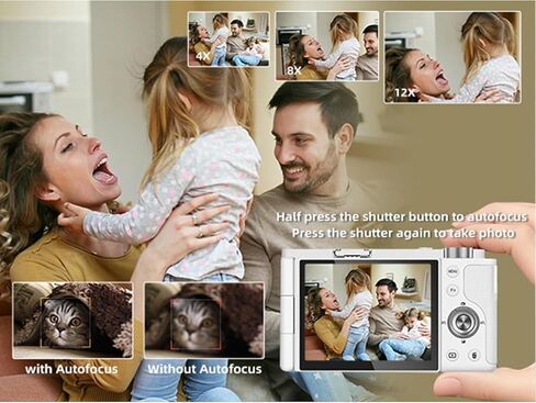 ORDRO 5K Digital Camera Vlogging Camera for Content Creators and Vloggers, 64MP Digital Camera for Photography Flip Screen, 12X Optical Zoom Camera, Auto Focus, IR Night Vision Function, 64GB Card in Kuwait