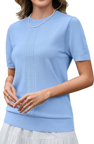 Arach & Cloz قمصان صيفية نسائية لطيفة متماسكة بأكمام قصيرة قمصان أنيقة غير رسمية برقبة مستديرة للسيدات سترة 2025 in Kuwait