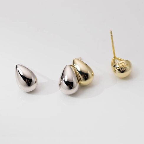 Small Teardrop Chunky Open Hoop 925 Sterling Silver Stud Earrings for Women Minimalist Dome Half Huggie Hoops Hypoallergenic Trendy Fashion Jewelry Gifts Bff Her Birthday Wife Mom in Saudi Arabia