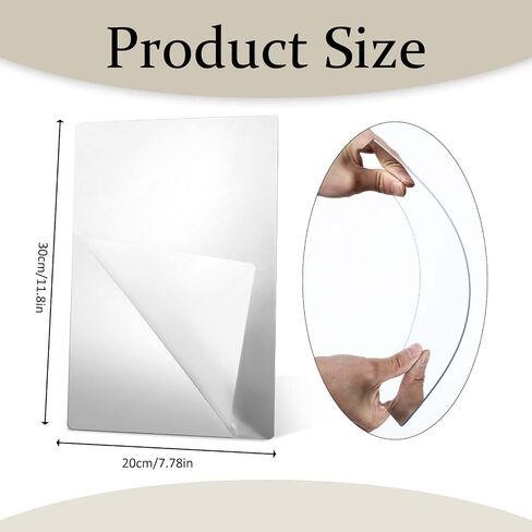 Self Adhesive Acrylic Mirror Sheet, Flexible Mirror Tiles Self Adhesive Wall Mirror Stickers Frameless Mirror Bathroom Mirror Wall Shatterproof Mirror Stickers for Walls Bathroom (11.8x7.9 Inches) in Saudi Arabia