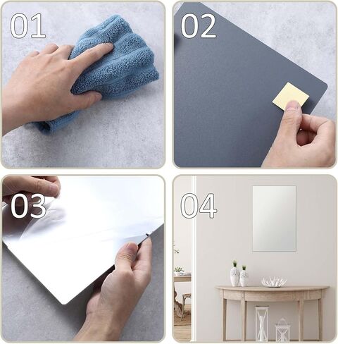 Self Adhesive Acrylic Mirror Sheet, Flexible Mirror Tiles Self Adhesive Wall Mirror Stickers Frameless Mirror Bathroom Mirror Wall Shatterproof Mirror Stickers for Walls Bathroom (11.8x7.9 Inches) in Saudi Arabia