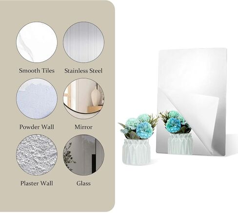Self Adhesive Acrylic Mirror Sheet, Flexible Mirror Tiles Self Adhesive Wall Mirror Stickers Frameless Mirror Bathroom Mirror Wall Shatterproof Mirror Stickers for Walls Bathroom (11.8x7.9 Inches) in Saudi Arabia