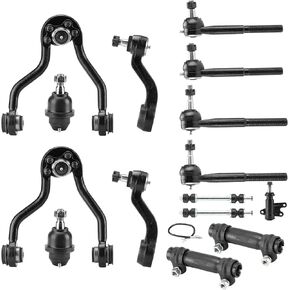 15pcs 4WD Front Suspension Kits for 1995-2000 Chevy GMC K1500/K2500 Suburban Yukon Tahoe w/Ball Joints Front Outer/Inner Tie Rod End Stabilizer Bar Links Adjustment Sleeves Pitman/Idler Arm