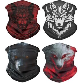 GLUDEAR Wolf 3D Print Balaclava Neck Gaiter Tube Face Bandana Scarf for Dust Wind Sun Protection