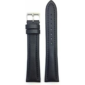 22mm Extra Long, Black, Genuine Leather Watchband | Soft, Medium Padded Replacement Wrist Watchstrap that brings New Life to Any Watch (Mens X-Long Length)