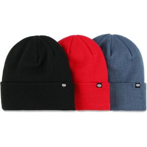 686 Men's Standard Roll Up Beanie 3-Pack - Winter Head Wear - Acrylic Knit Stretch Material - One Size Fits All
