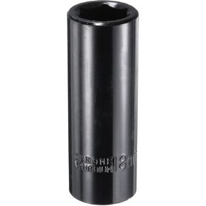 uxcell 1/2" Drive 6 Point Socket 18mm Metric Deep Impact Socket Chrome Vanadium Alloy Steel Square Drive 6-Point Sockets Mechanic Hand Tool for Pneumatic Wrench, Black Glossy