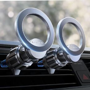 LISEN 2 Pack Fits MagSafe Car Mount, MagSafe 3 Car Mount Vent - [24 Super Magnets] Air Vent Phone Holder Car, Hands Free Cell Phone Holder Clip for iPhone 15 14 13 Pro Plus Max Mini Mag Safe Sliver