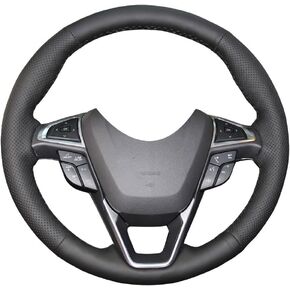 Eiseng DIY Sew Steering Wheel Cover for Ford Edge 4dr SUV 2015-2020 / for Ford Fusion 2013 2014 2015 2016 2017 2018 2019 2020 Interior Accessories 15 inches Genuine Leather (Black Thread)