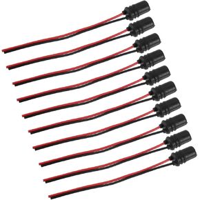 Motoforti 10pcs Car T10 194 Round Pre Wired Harness Female Socket for LED Bulbs Replacement Long-lasting