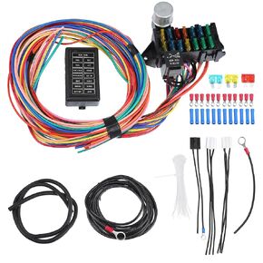 uxcell 1 Set Universal 14 Circuit Wiring Harness Kit with Fuses for GM for Ford for Street Car